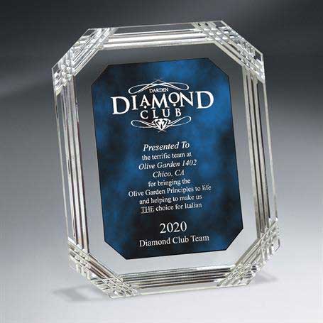 C1407LB - Diamond Carved Octagon Plaque, Blue