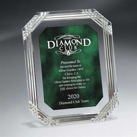 C1407LG - Diamond Carved Octagon Plaque, Green