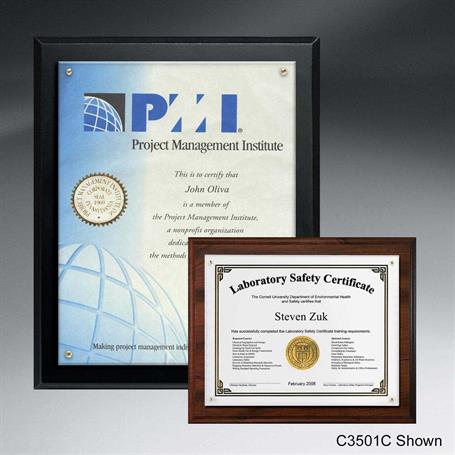 C3501B - Certificate Overlay Plaque or Genuine Walnut Certificate Overlay Plaque