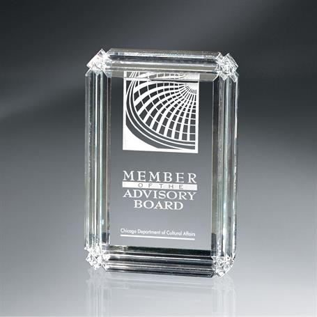 C401 - Clear Diamond Carved Desk Award