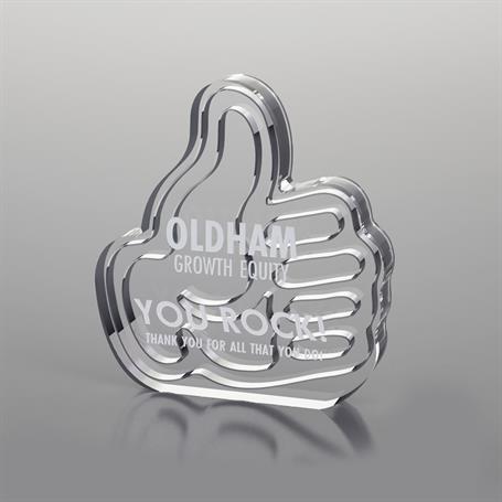 CD1242 - Thumbs Up Statement Acrylic Award with Laser Cut