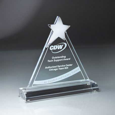 CD479 - Chrome Star on Triangle Lucite Award