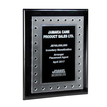 CD945BK - Frosted Lucite on Black Piano Plaque and Color Plate, Black
