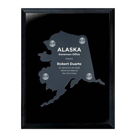 CD953AK - Frosted Acrylic State Cutout on Black Plaque