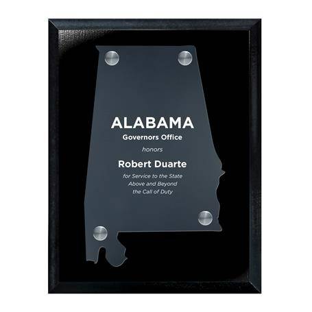 CD953AL - Frosted Acrylic State Cutout on Black Plaque