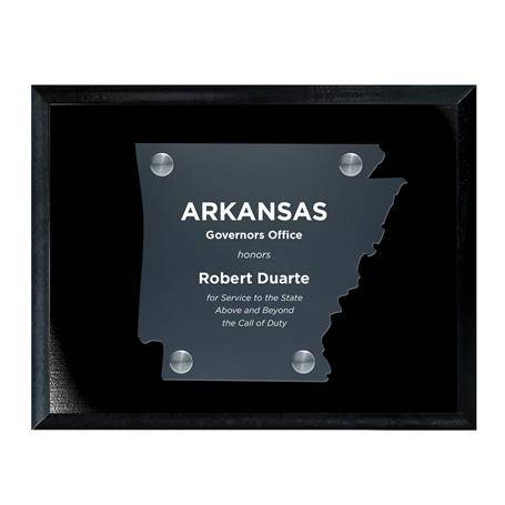 CD953AR - Frosted Acrylic State Cutout on Black Plaque