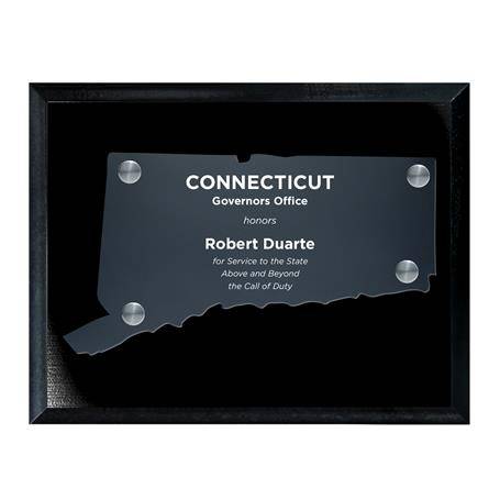 CD953CT - Frosted Acrylic State Cutout on Black Plaque
