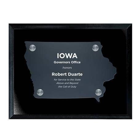 CD953IA - Frosted Acrylic State Cutout on Black Plaque