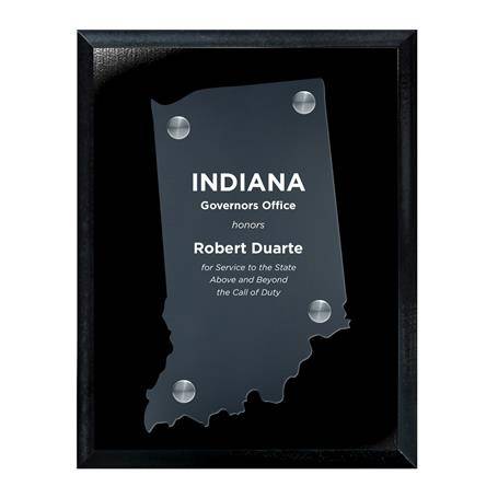 CD953IN - Frosted Acrylic State Cutout on Black Plaque