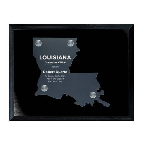 CD953LA - Frosted Acrylic State Cutout on Black Plaque
