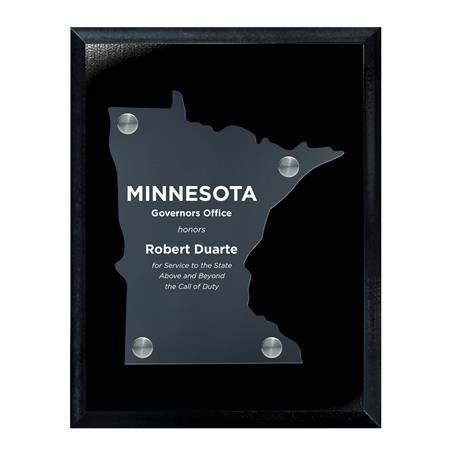 CD953MN - Frosted Acrylic State Cutout on Black Plaque