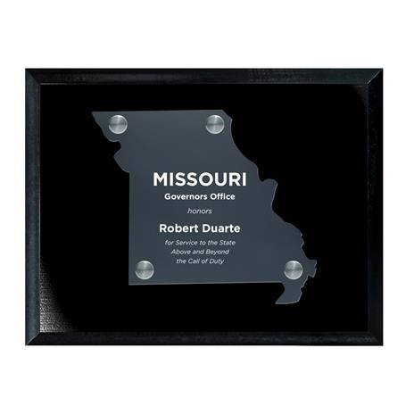 CD953MO - Frosted Acrylic State Cutout on Black Plaque