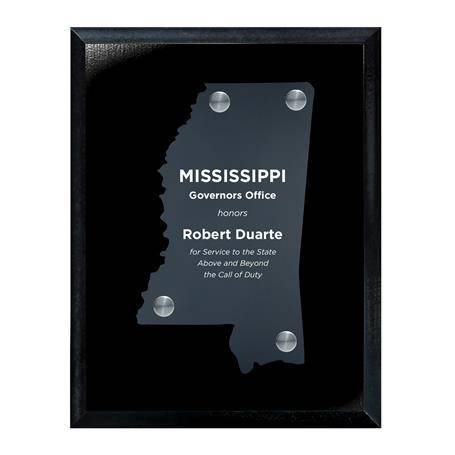 CD953MS - Frosted Acrylic State Cutout on Black Plaque