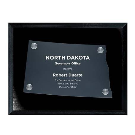 CD953ND - Frosted Acrylic State Cutout on Black Plaque