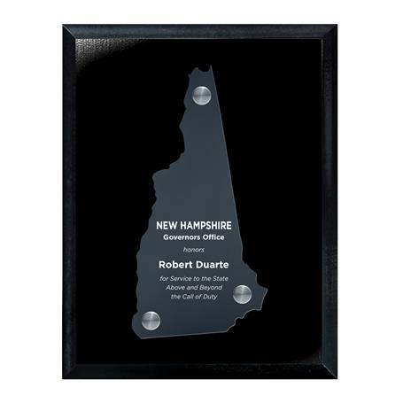 CD953NH - Frosted Acrylic State Cutout on Black Plaque