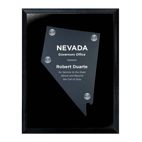 CD953NV - Frosted Acrylic State Cutout on Black Plaque