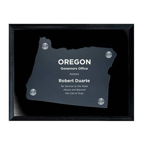 CD953OR - Frosted Acrylic State Cutout on Black Plaque