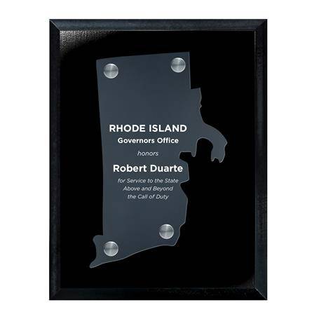 CD953RI - Frosted Acrylic State Cutout on Black Plaque