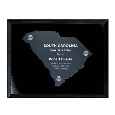 CD953SC - Frosted Acrylic State Cutout on Black Plaque