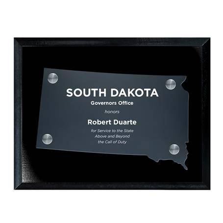 CD953SD - Frosted Acrylic State Cutout on Black Plaque