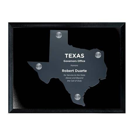 CD953TX - Frosted Acrylic State Cutout on Black Plaque