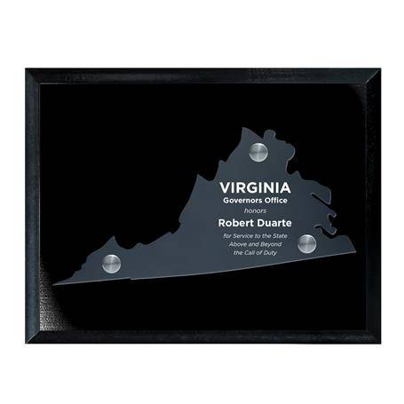 CD953VA - Frosted Acrylic State Cutout on Black Plaque