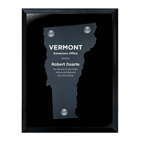 CD953VT - Frosted Acrylic State Cutout on Black Plaque