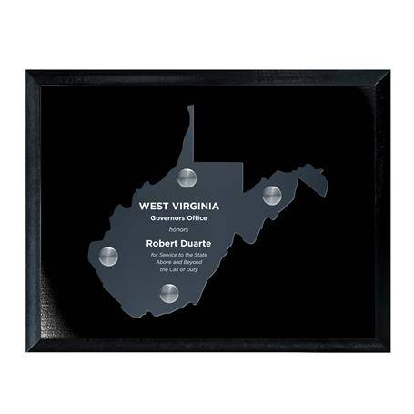CD953WV - Frosted Acrylic State Cutout on Black Plaque
