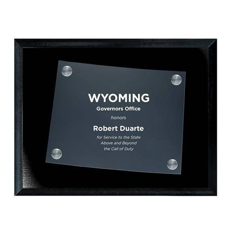 CD953WY - Frosted Acrylic State Cutout on Black Plaque