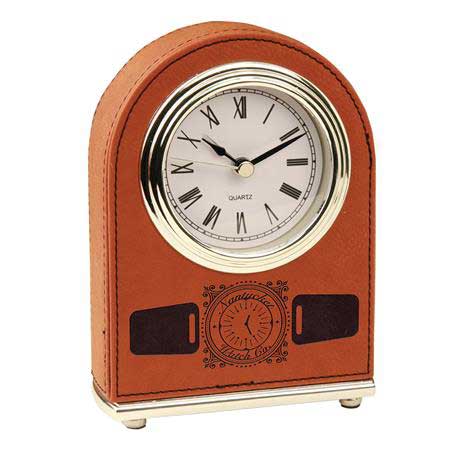 CM298RW - Leatherette Dome Clock, Rawhide