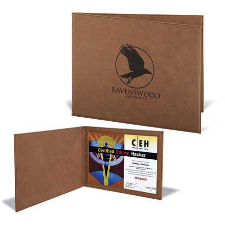 CM326DB - Leatherette Certificate Holder for 8-1/2 x 11, Dark Brown