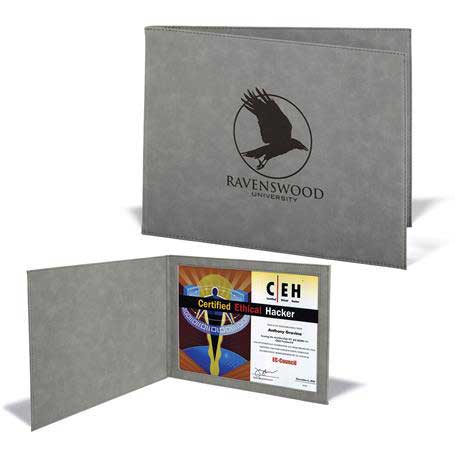 CM326GR - Leatherette Certificate Holder for 8-1/2 x 11, Gray