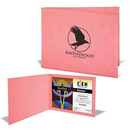 CM326PK - Leatherette Certificate Holder for 8-1/2 x 11, Pink