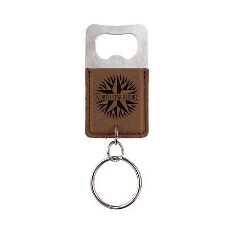 CM331DB - Leatherette Bottle Opener Keychain, Dark Brown