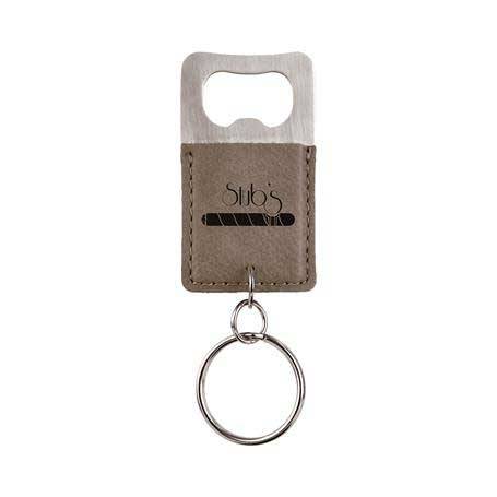CM331GR - Leatherette Bottle Opener Keychain, Gray