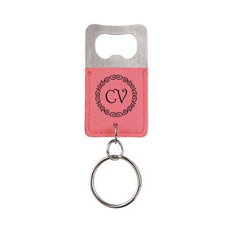 CM331PK - Leatherette Bottle Opener Keychain, Pink
