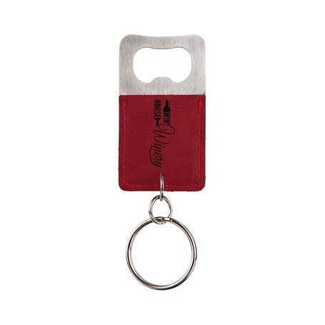 CM331RS - Leatherette Bottle Opener Keychain, Rose Red