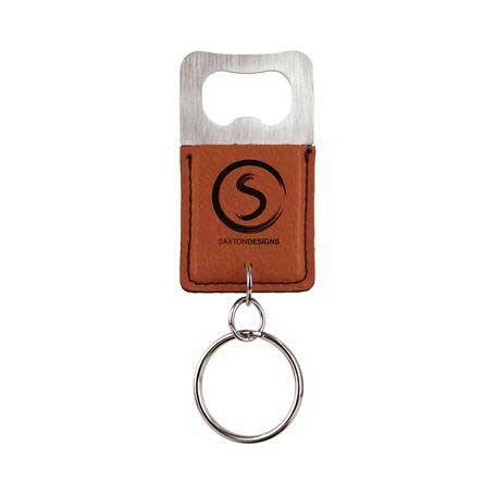 CM331RW - Leatherette Bottle Opener Keychain, Rawhide