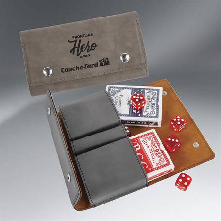 CM371GR - Leatherette Card and Dice Set, Gray