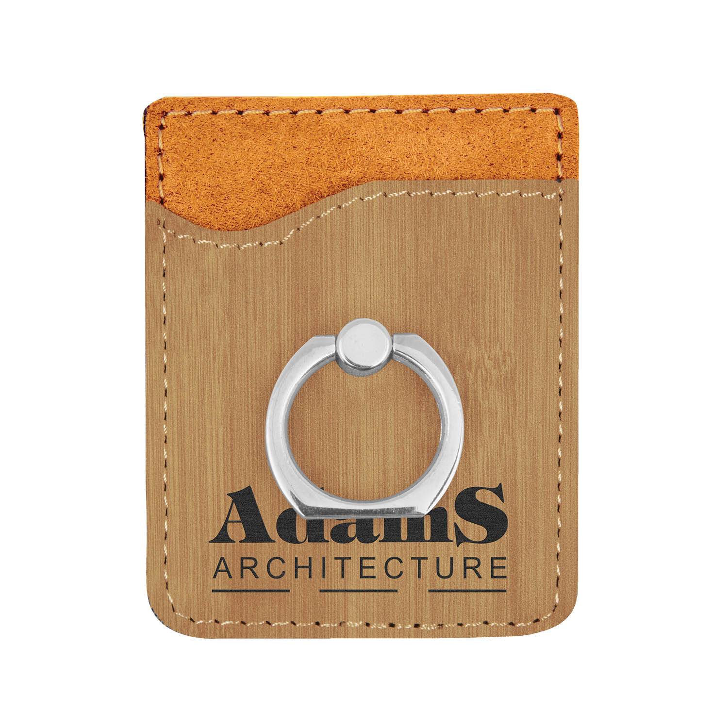 CM375BB - Leatherette Phone Wallet With Ring, Bamboo
