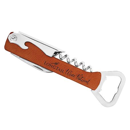 CM376RW - Bottle Opener & Wine Corkscrew, Rawhide