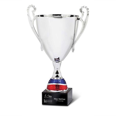 CM402 - Silver Metal Cup with Blue Red Accent