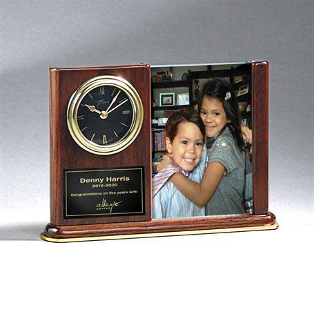 CM407 - Walnut Piano Photo Holder and Clock
