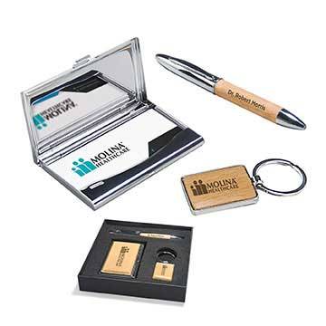 CM451 - Maple Gift Set - Pen - Keychain - & Business Card Holder