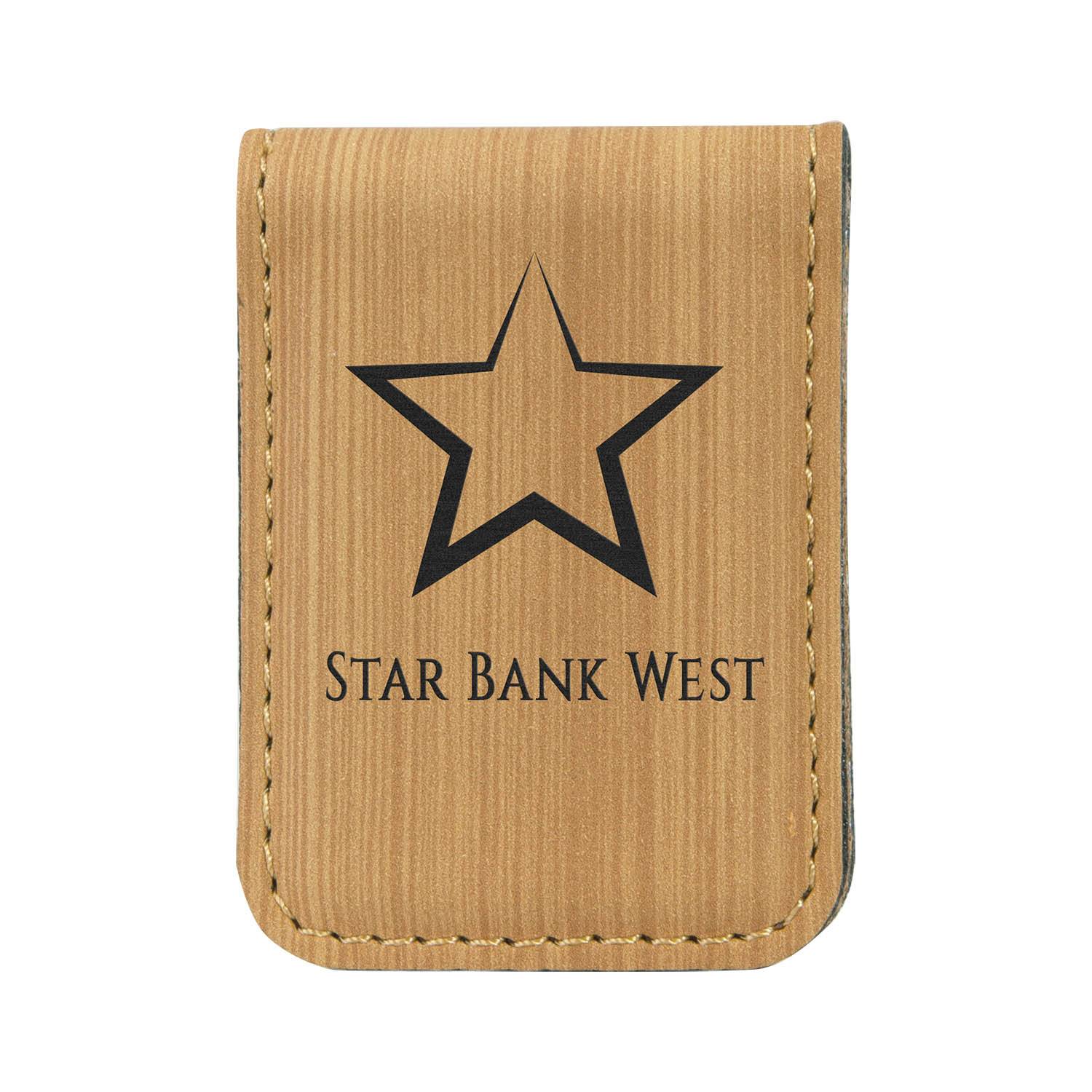 CM455BB - Leatherette Money Clip, Bamboo