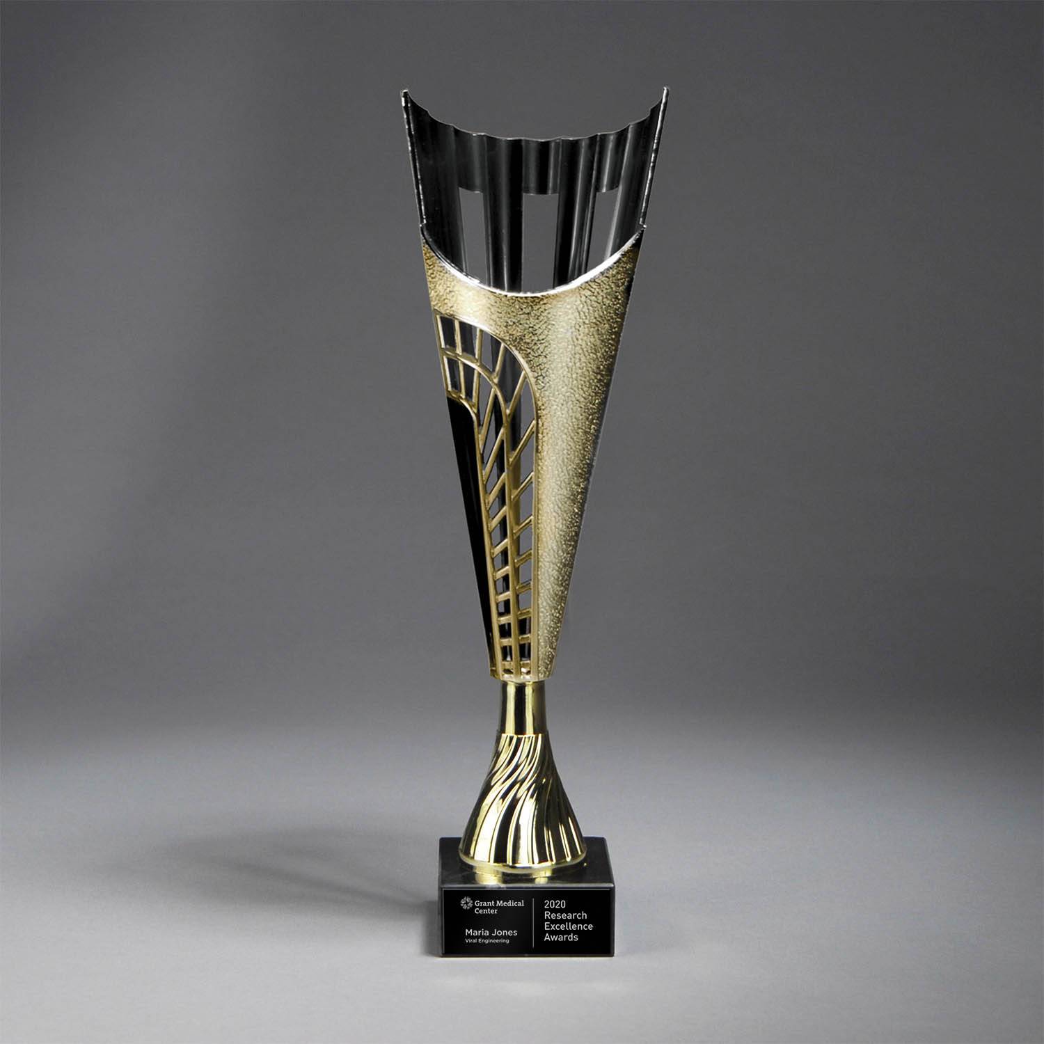 CM715AK - Gold Finish Plastic Cup on Marble Base, Black