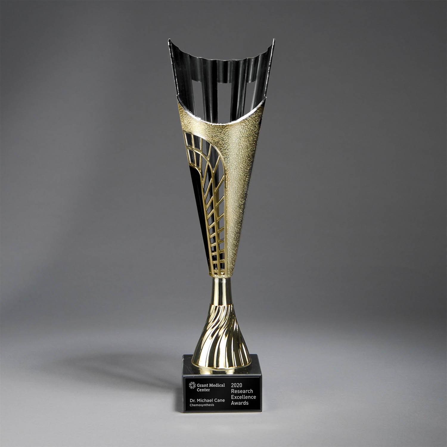 CM715BK - Gold Finish Plastic Cup on Marble Base, Black