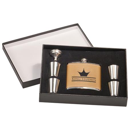 CM734 - Leatherette Flask Gift Set