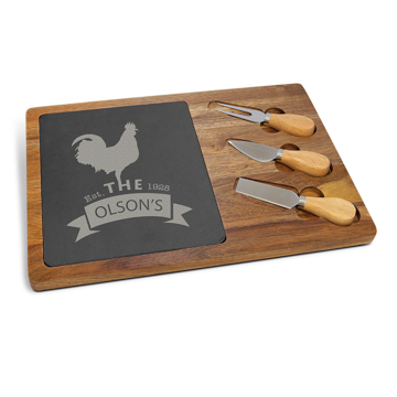 CM751 - Acacia Wood/Slate Cheese Set