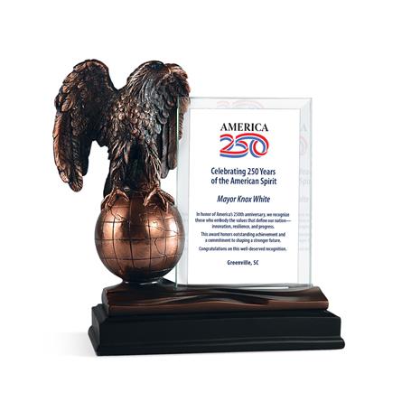 CM799 - Eagle on World with Glass, Bronze